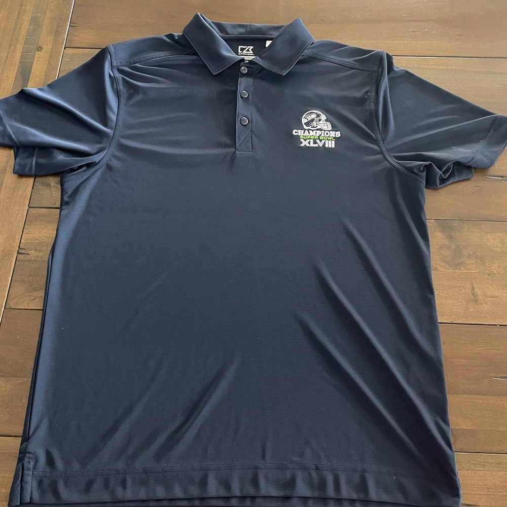 NWOT Cutter & Buck Performance Polo - Seattle Seahawks Super Bowl Champions.
